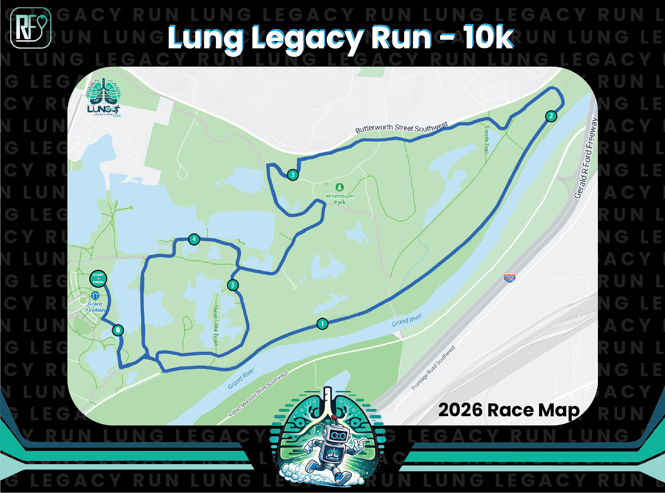 Lung Legacy Run Grand Rapids 10K race map