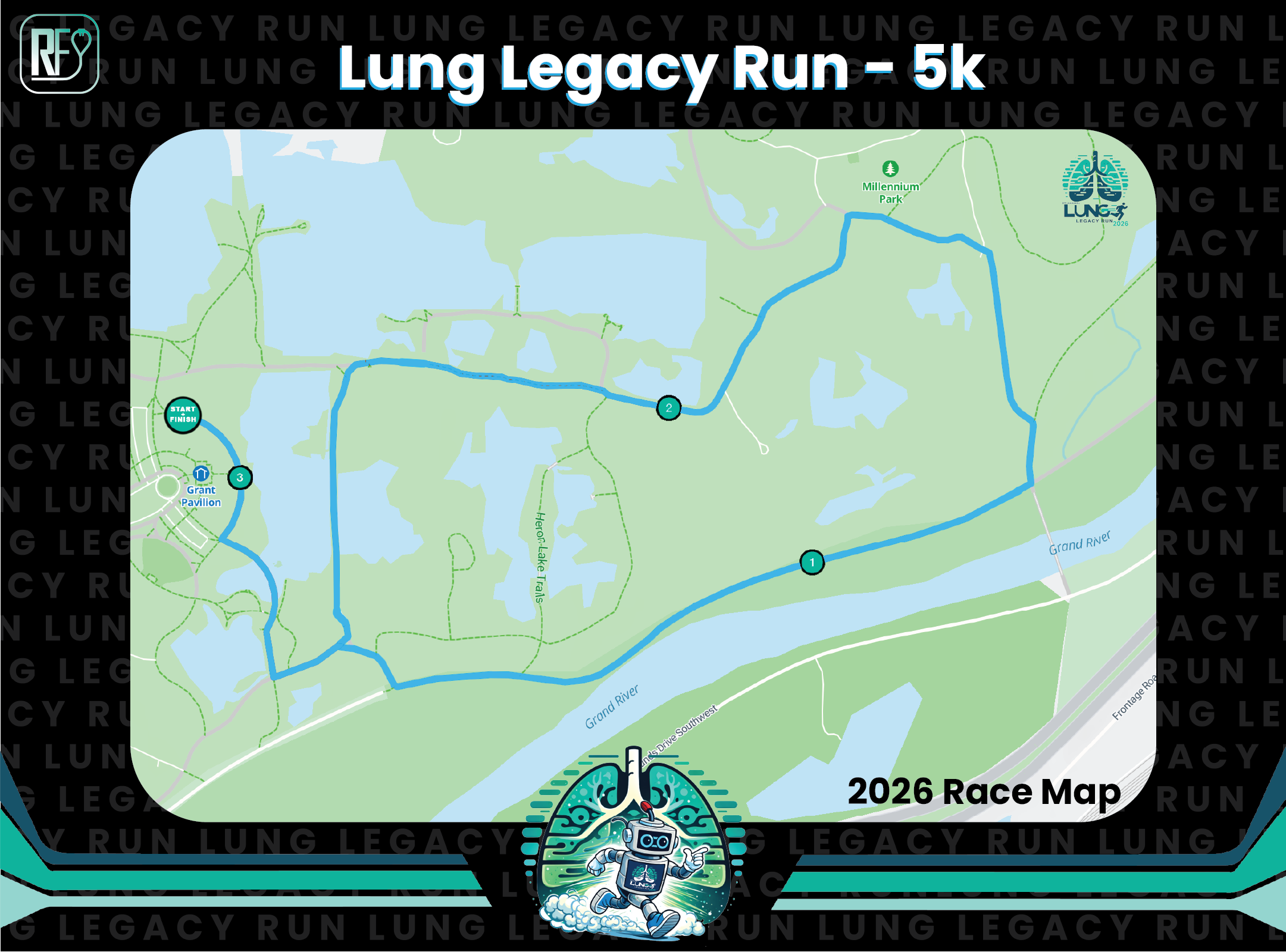 Lung Legacy Run Grand Rapids 5K race map