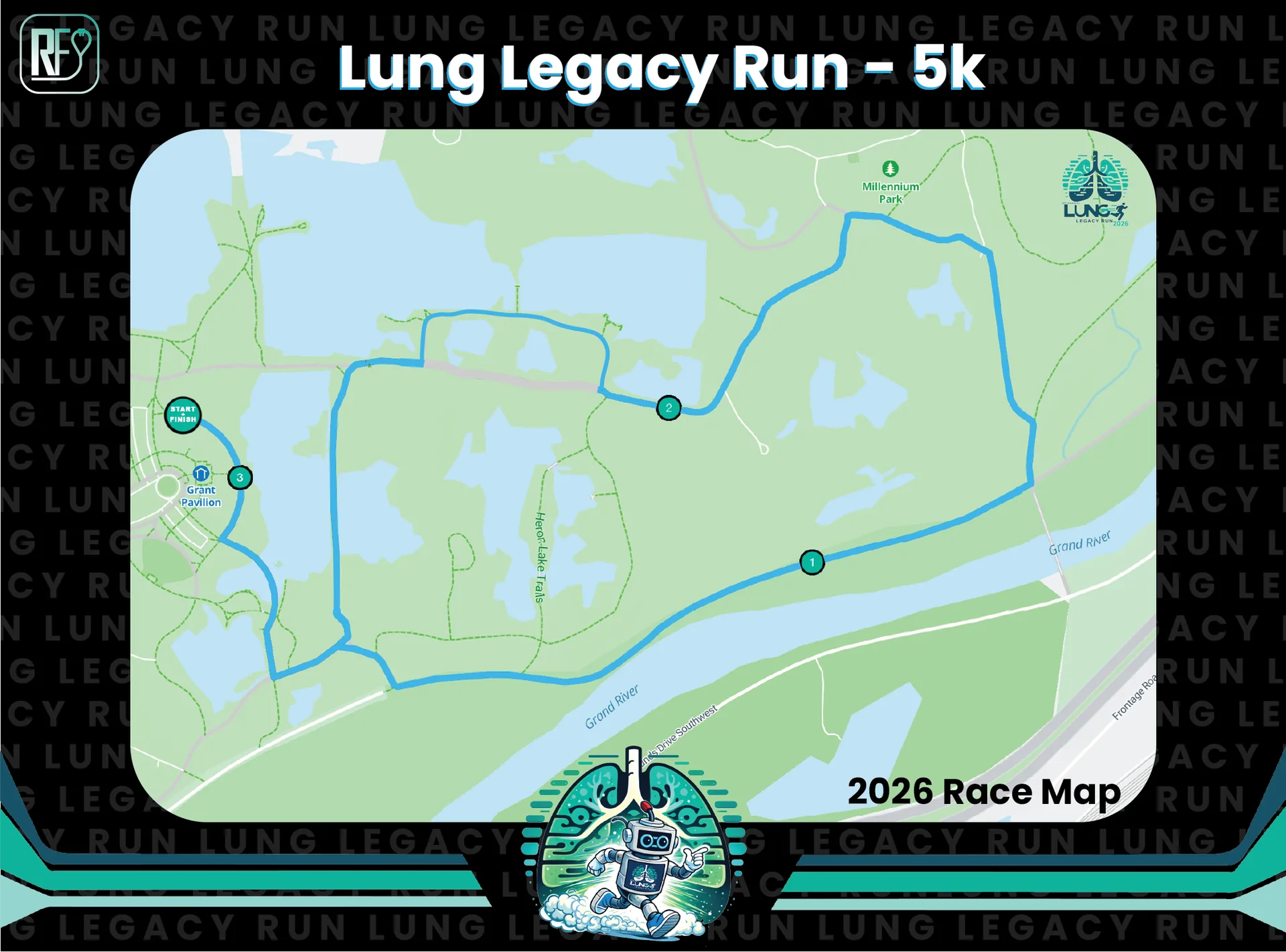Lung Legacy Run Grand Rapids 5K race map