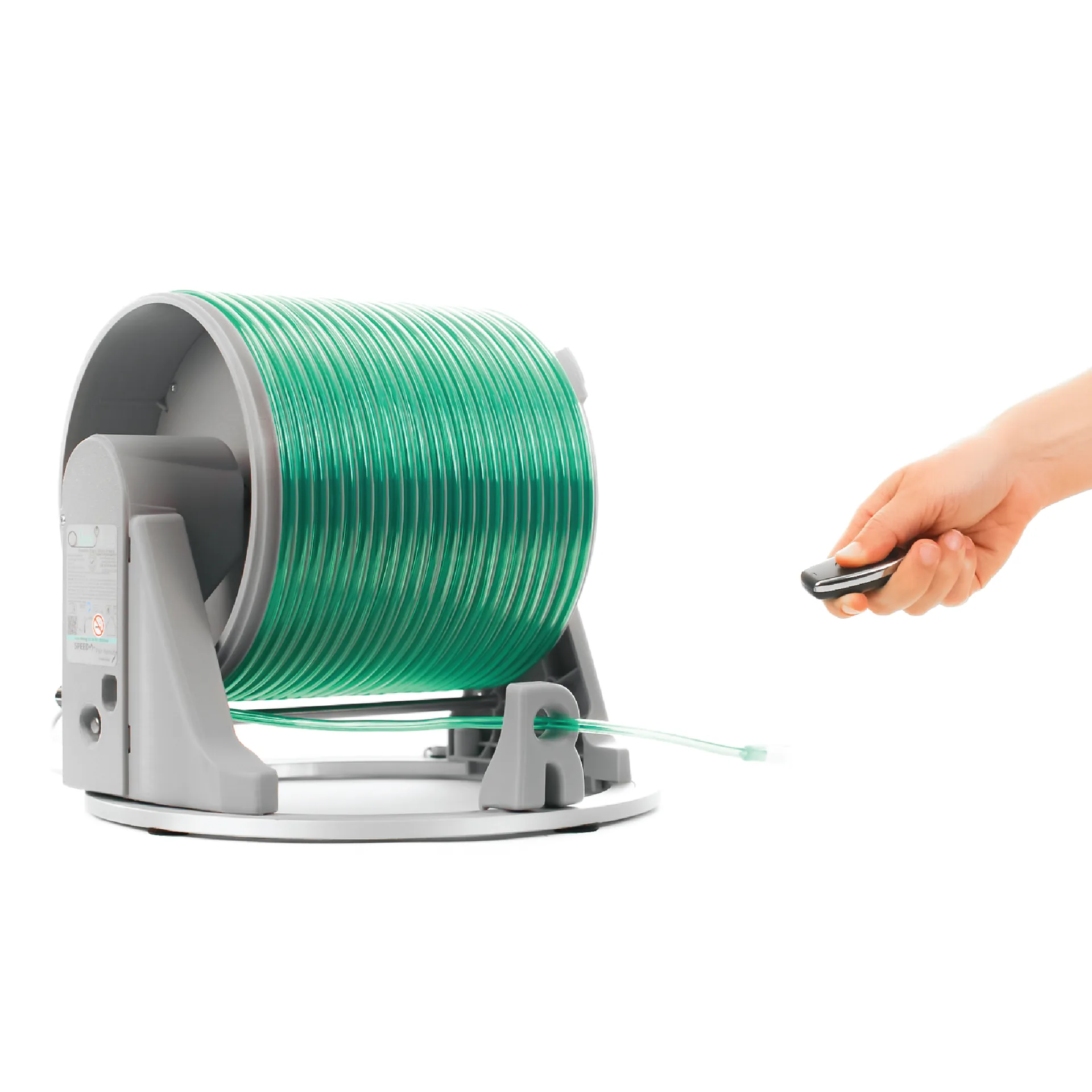 Wireless remote control button for Reel Free oxygen tubing reel