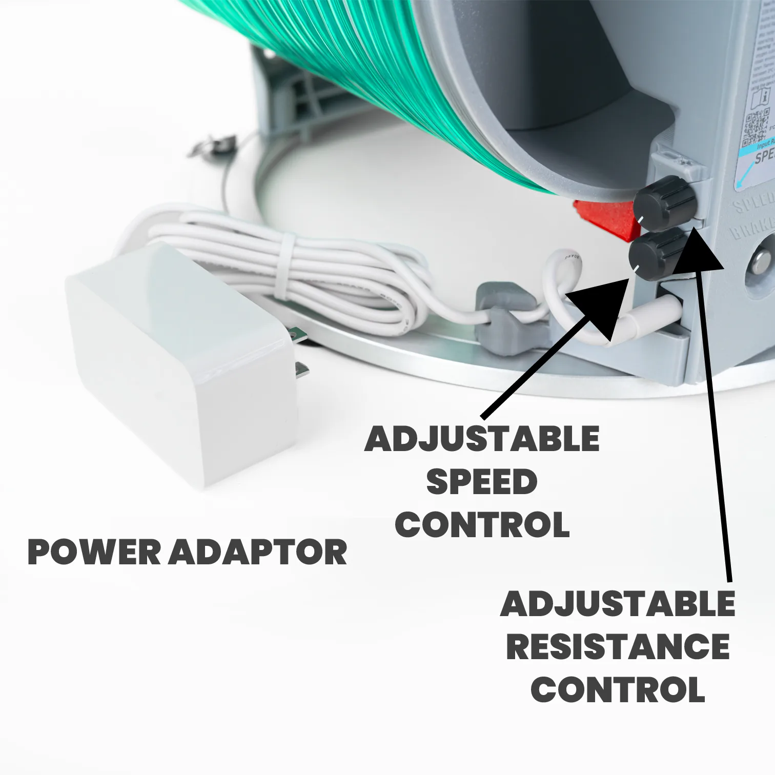 Tidy Tubing oxygen cord management - rear view of oxygen hose reel
