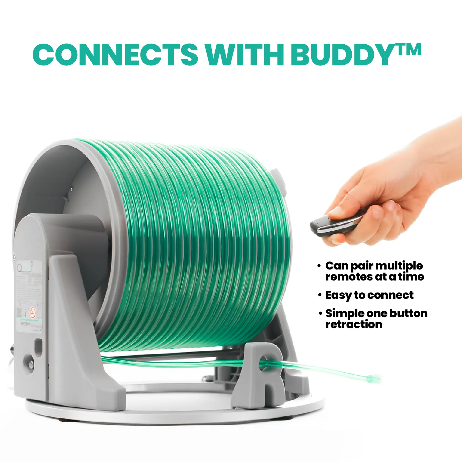 Oxygen tubing coiler with remote control for tidy tubing management