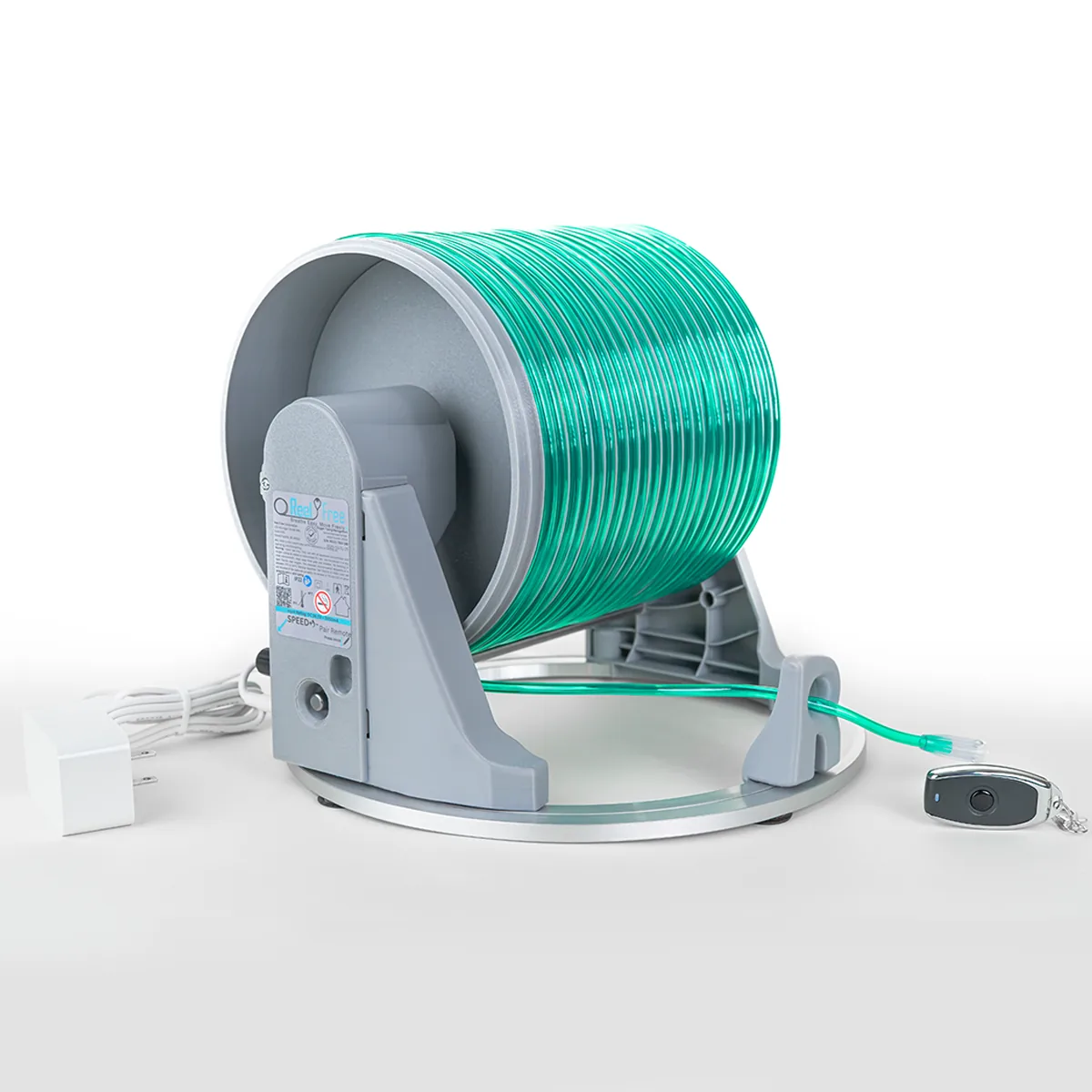 Oxygen Tubing Retractable Reel - side profile with oxygen line