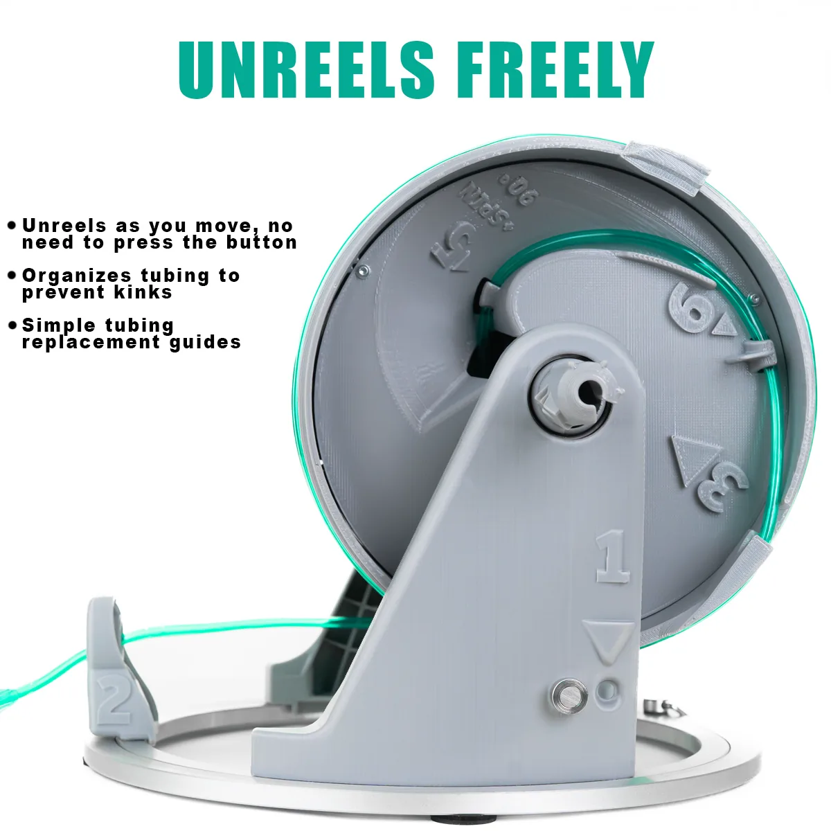 Oxygen Concentrator Tubing Reel unreels smoothly while walking