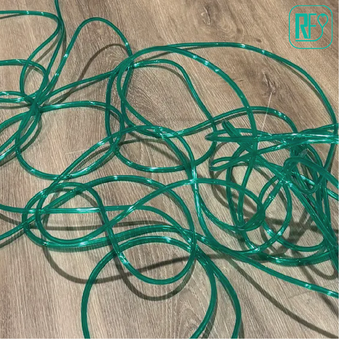 Twisted oxygen tubing close-up