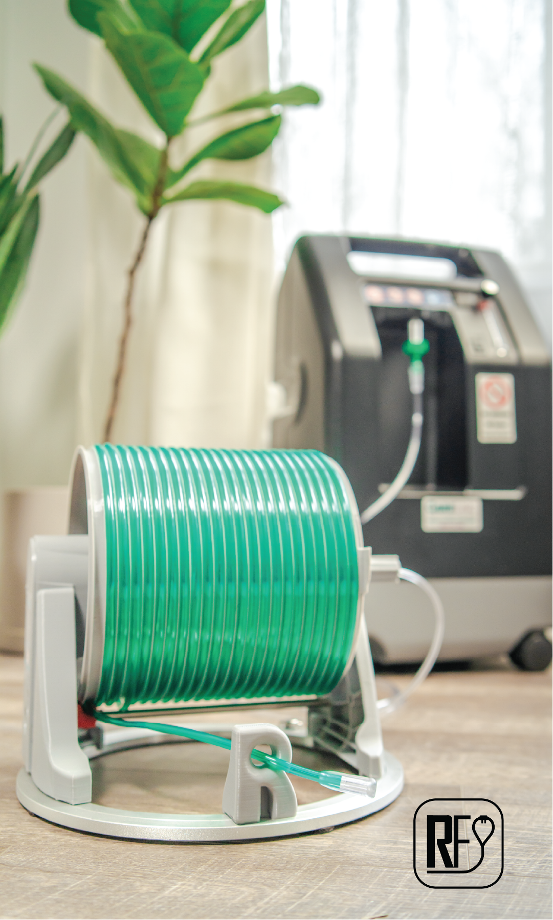 Organized home oxygen tubing setup
