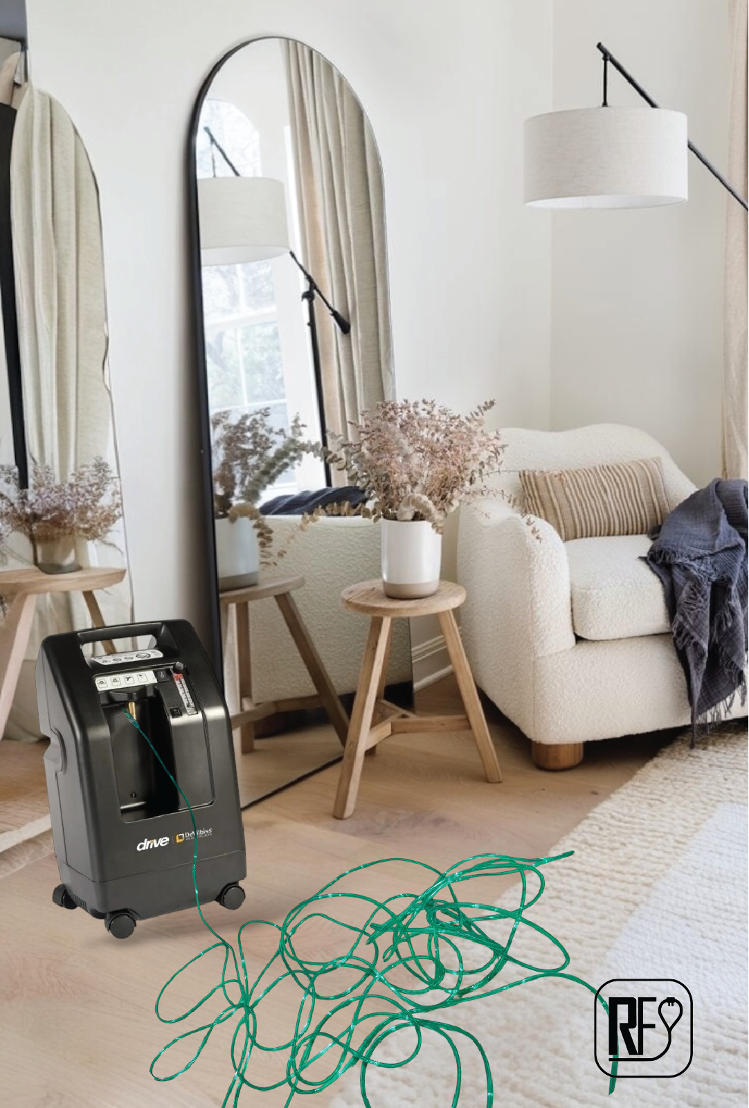 Retractable oxygen tubing system in a home